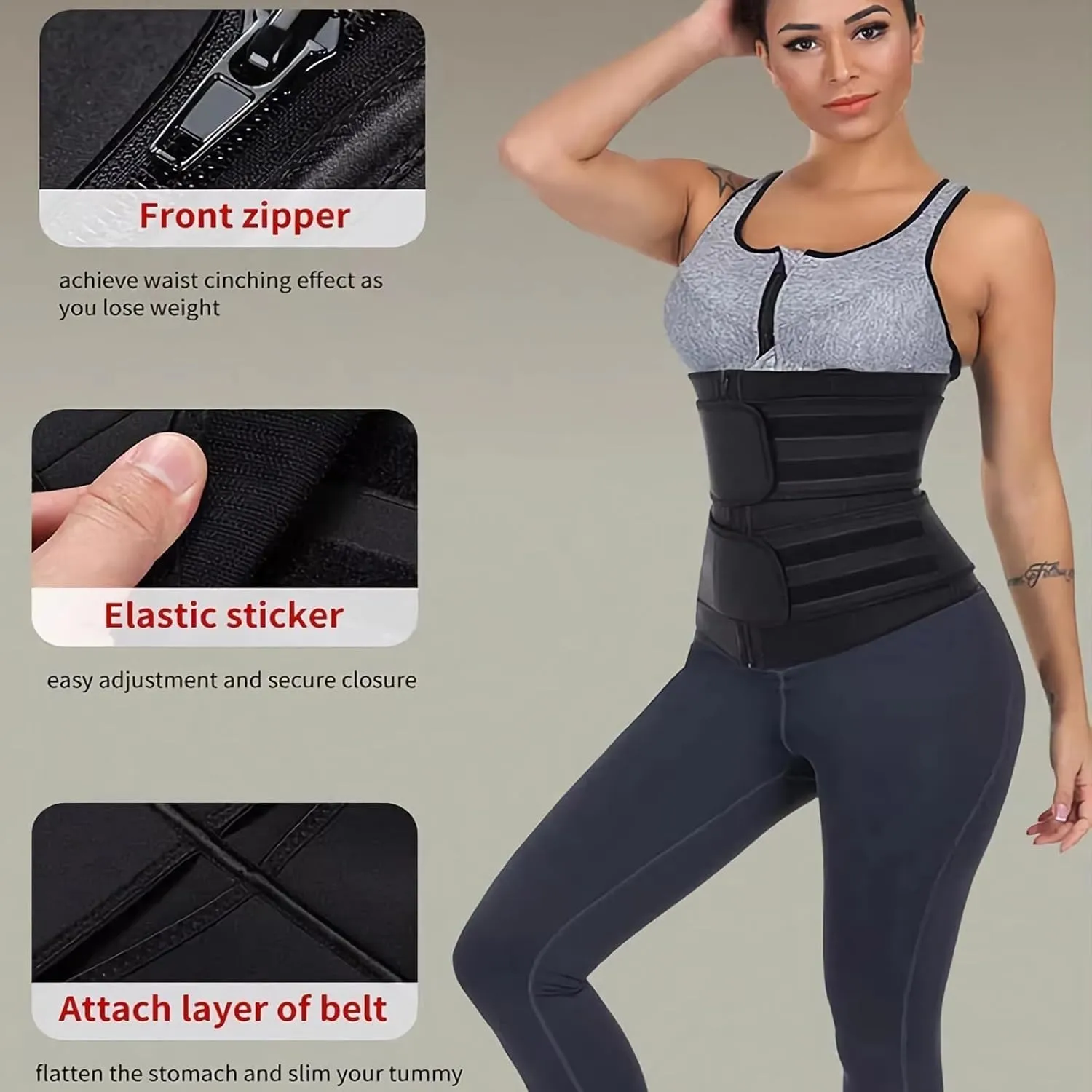 Waist Trainer Double Belt Corset Plus Size Cincher Trimmer Belt With Zip Body Shaper for Women