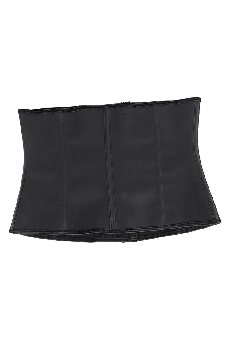 Waist Trainer with Latex Hook Closures 9 Steel Boned - Black Nude