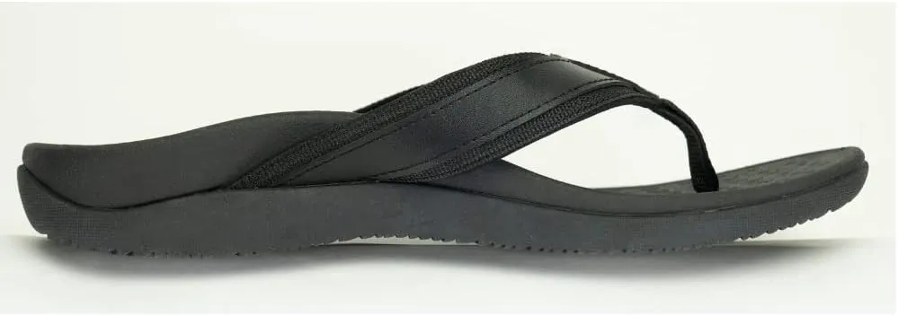 WalkFit Platinum Toe-Post Leather Comfort Support Orthotic Arch Support Sandals, EVA Footbed, Black