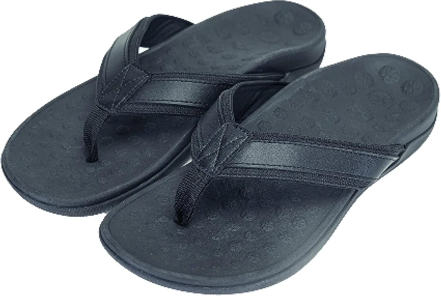WalkFit Platinum Toe-Post Leather Comfort Support Orthotic Arch Support Sandals, EVA Footbed, Black