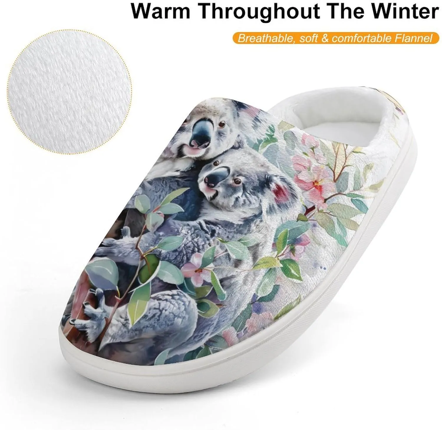 Watercolor Koala Cute Cotton Slippers Anti-slip House Shoe Slipper Indoor Outdoor