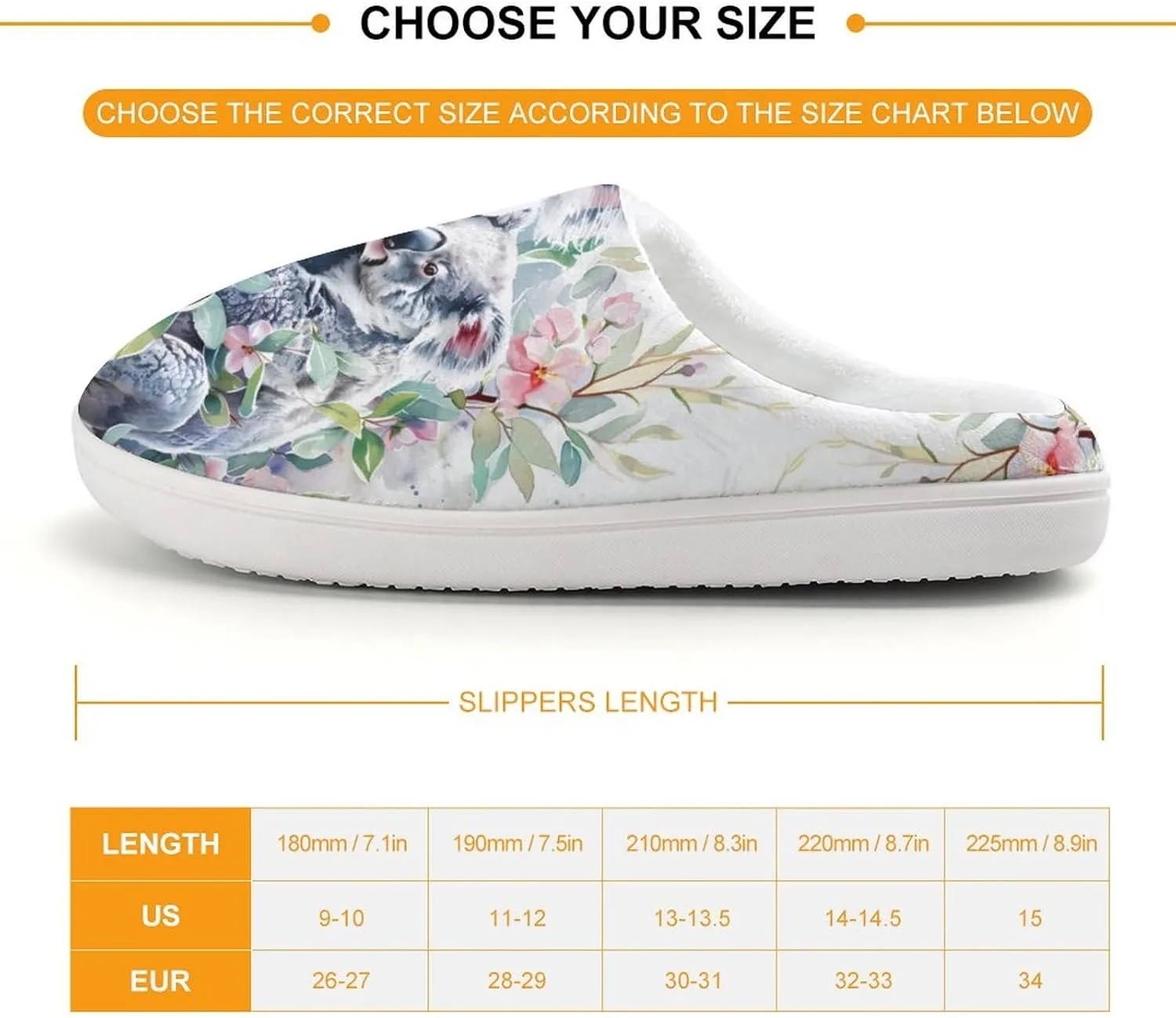 Watercolor Koala Cute Cotton Slippers Anti-slip House Shoe Slipper Indoor Outdoor