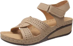 Wedge Sandals for Women Casual Summer Open Toe Ankle Strap Orthopedic Sandal With Arch Support Outdoor Beach Shoes