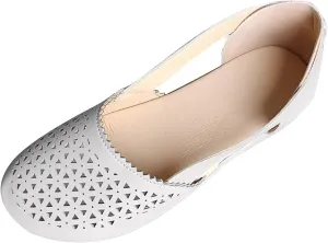Wide Width Flats for Women Comfortable Closed Toe Casual Hollow Out Sandals Breathable Orthotic Wedge Sandals Arch Support Slip on Flats Lightweight Walking Beach Shoes