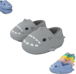 Winter Cloud Slides Shark Slippers Adults Cartoon Fuzzy Slippers Nonslip Soft Comfy Home Slippers (Grey-B,5.5,6,Men,4,4.5,Women,Medium)