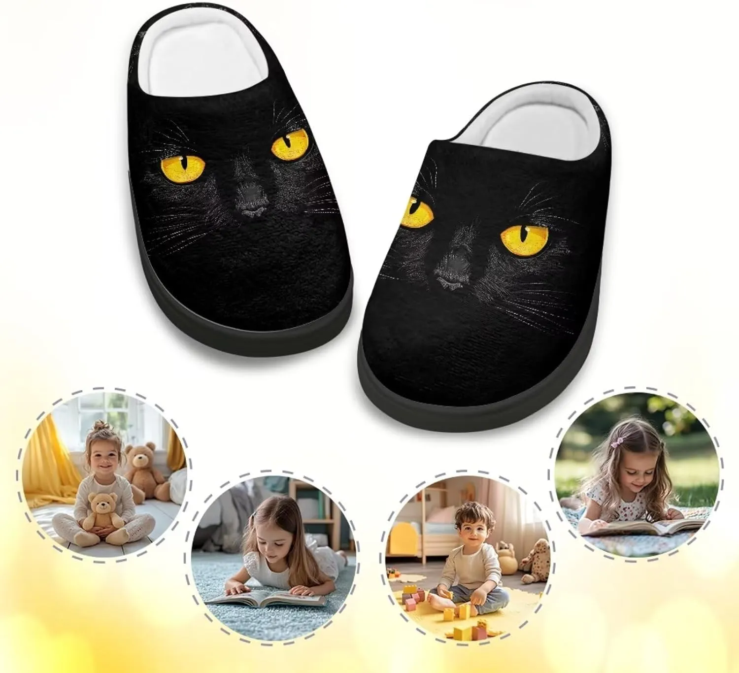 Winter Fluffy Slippers for Girls and Boys, Comfy Warm Scuff Slippers for Walking, Slip On Closed Toe Shoes for Home