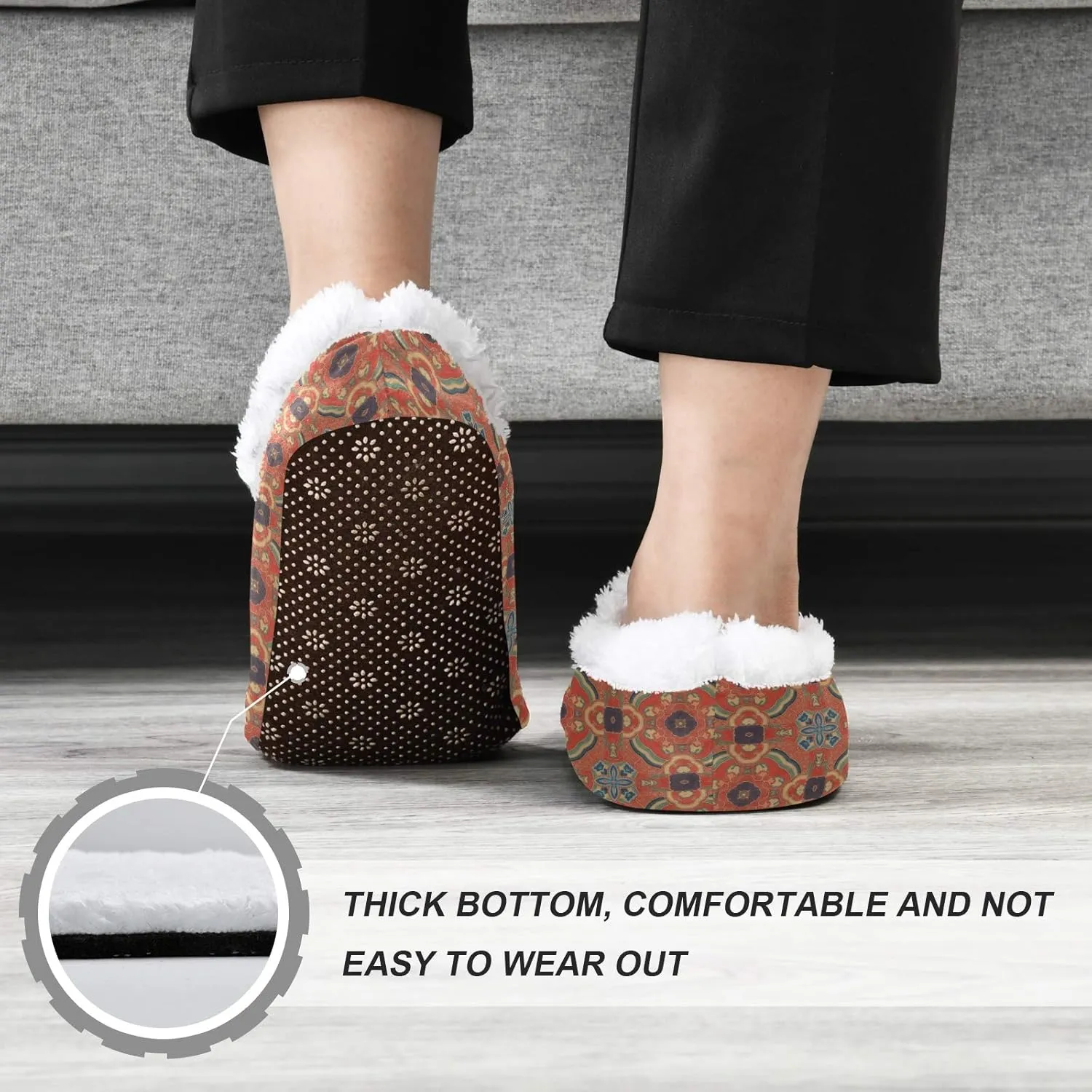 Winter House Slippers for Women/Men with Flowers Bouquets Element Cozy Fleece Slippers