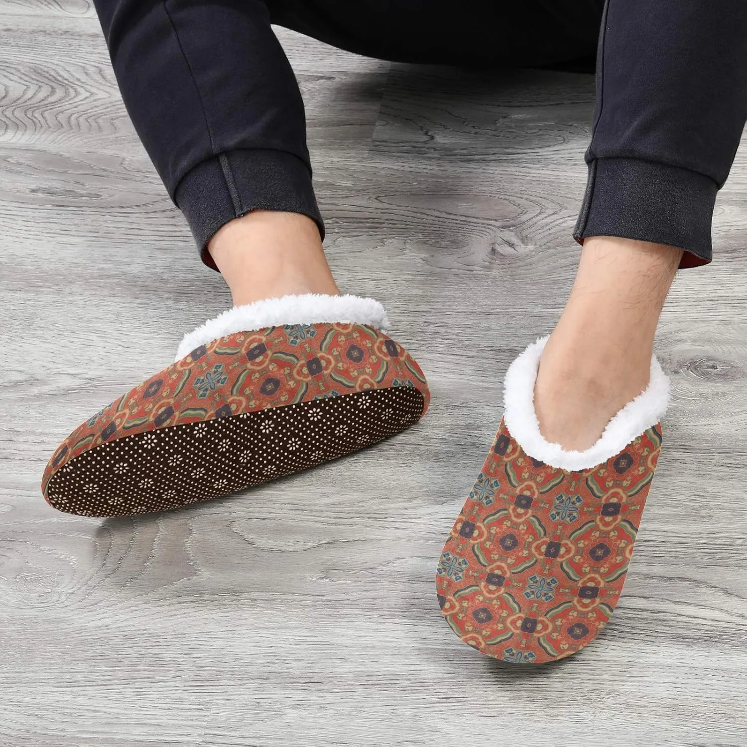 Winter House Slippers for Women/Men with Flowers Bouquets Element Cozy Fleece Slippers