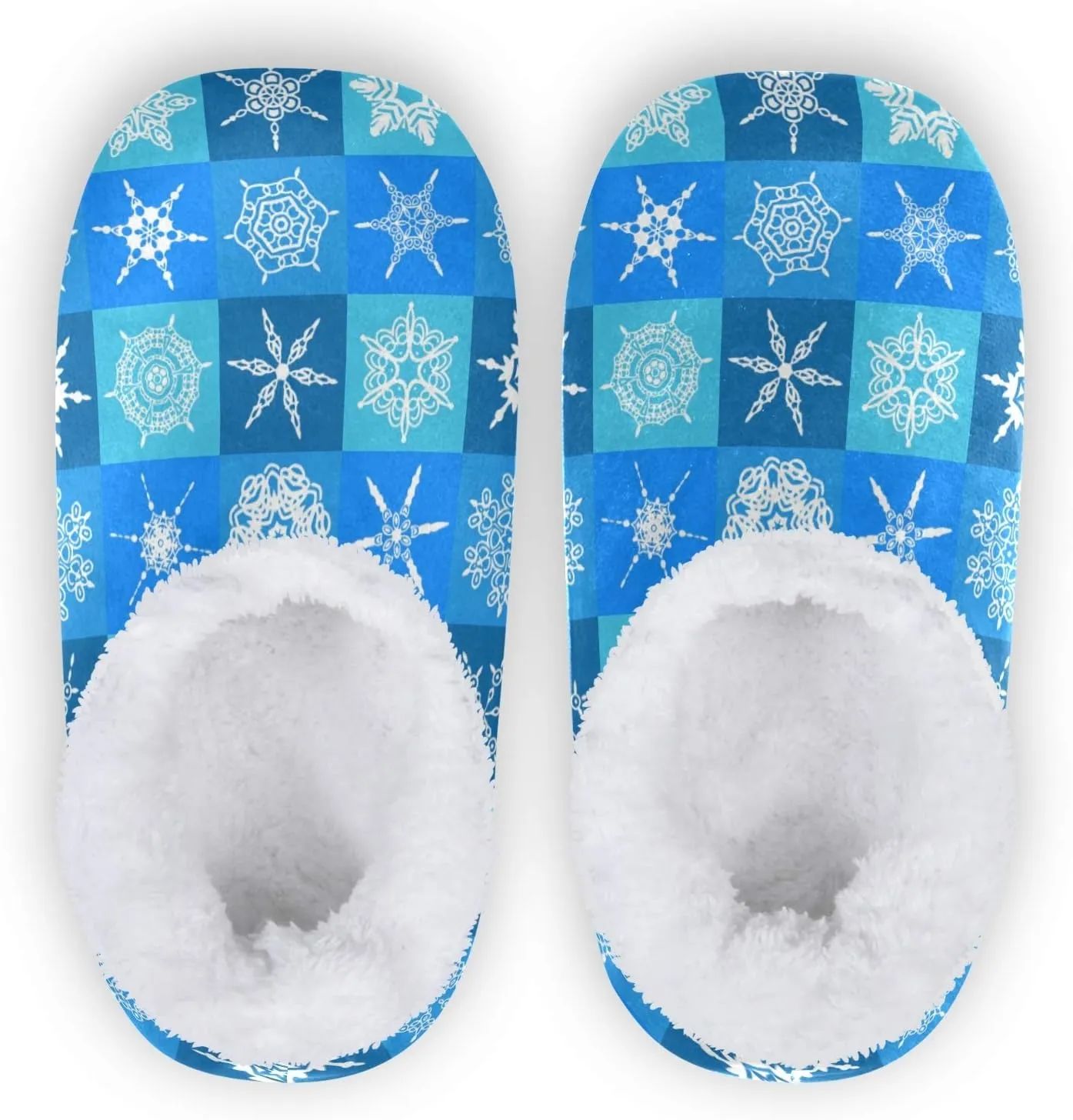 Winter House Slippers for Women/Men with Mandala Grid Element Cozy Fleece Slippers
