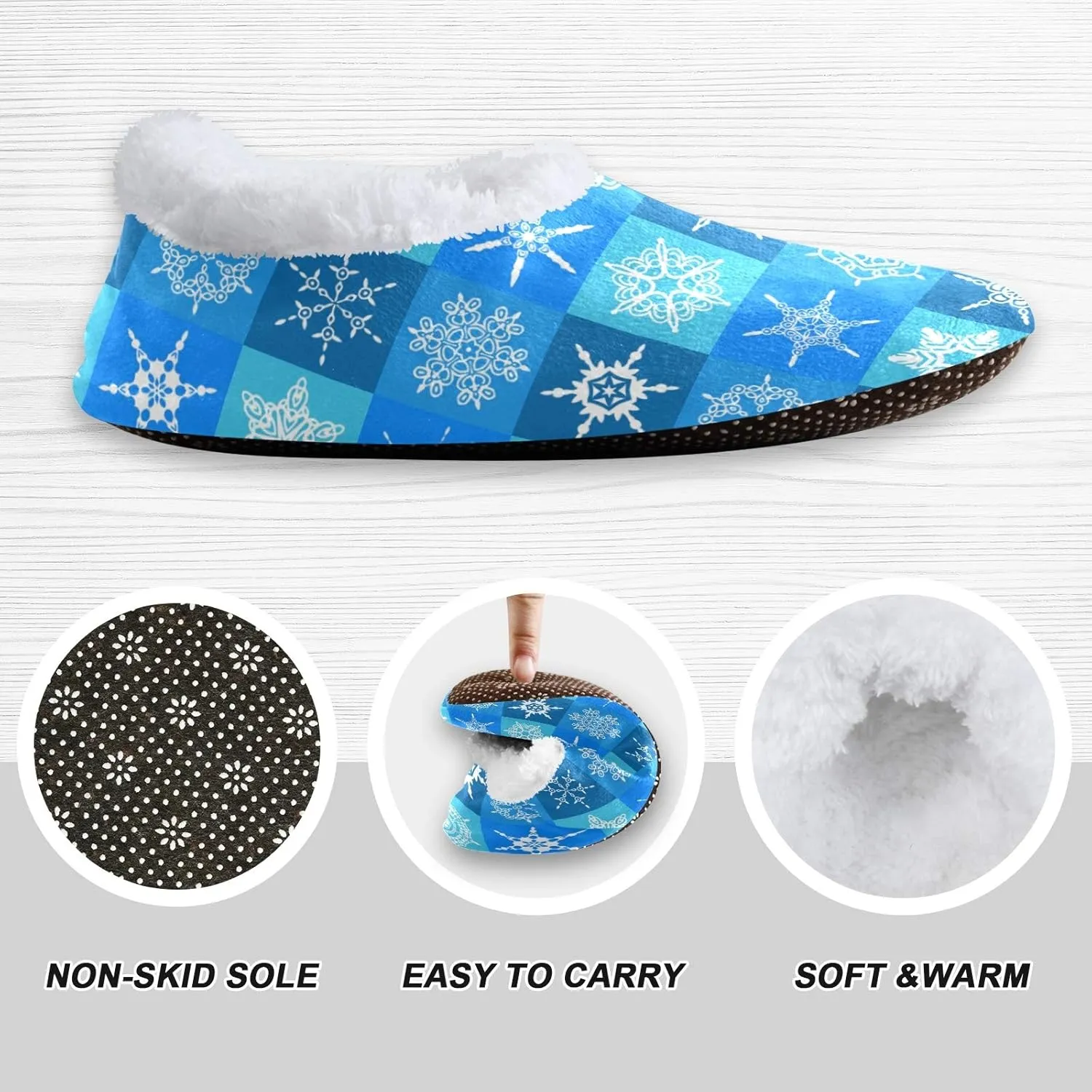 Winter House Slippers for Women/Men with Mandala Grid Element Cozy Fleece Slippers