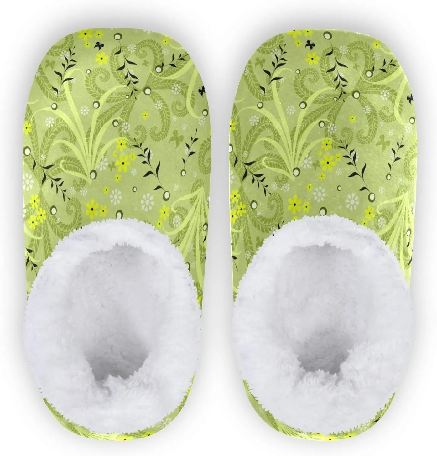 Winter House Slippers for Women/Men with Seamless Clover Element Cozy Fleece Slippers