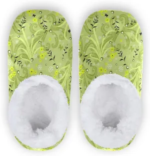 Winter House Slippers for Women/Men with Seamless Clover Element Cozy Fleece Slippers