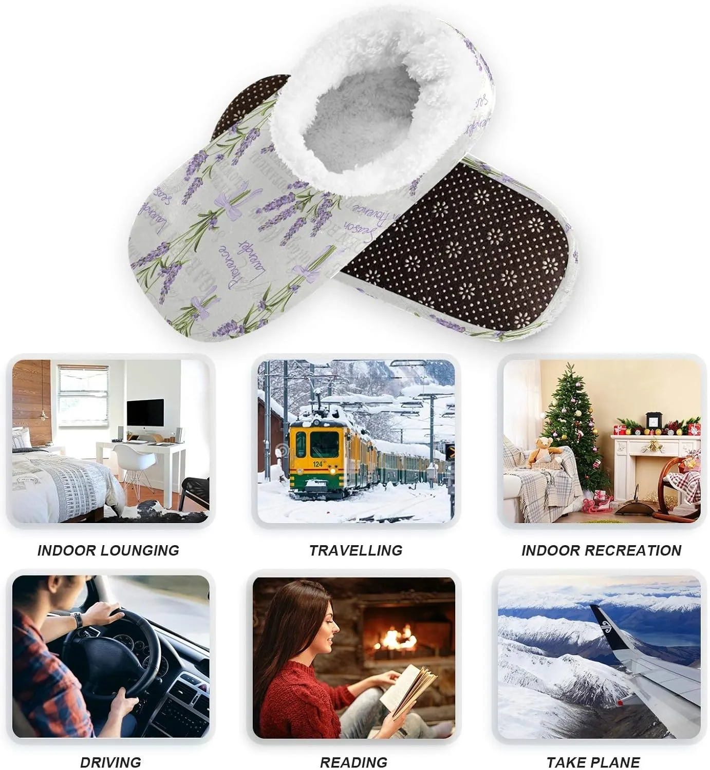 Winter House Slippers for Women/Men with Seamless Pattern With Cute Teeth Element Cozy Fleece Slippers