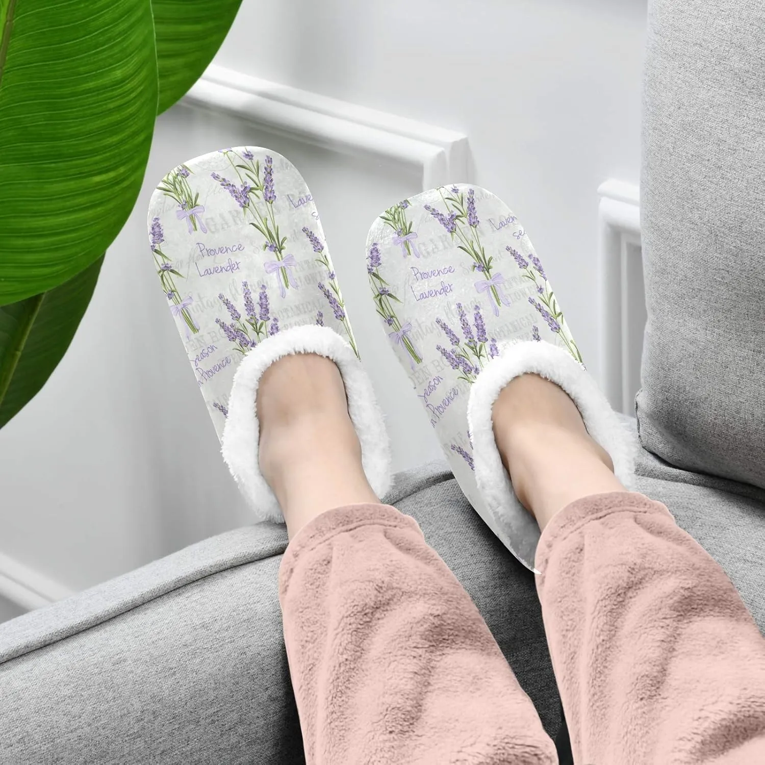 Winter House Slippers for Women/Men with Seamless Pattern With Cute Teeth Element Cozy Fleece Slippers