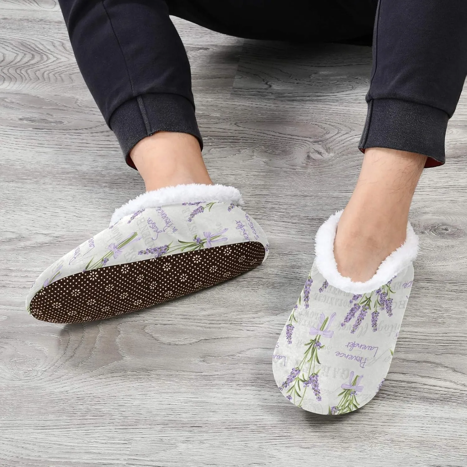 Winter House Slippers for Women/Men with Seamless Pattern With Cute Teeth Element Cozy Fleece Slippers
