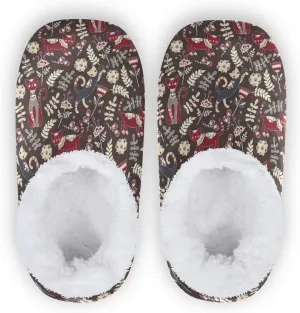 Winter House Slippers for Women/Men with Seamless Pattern with Fall Maple Leaves Element Cozy Fleece Slippers