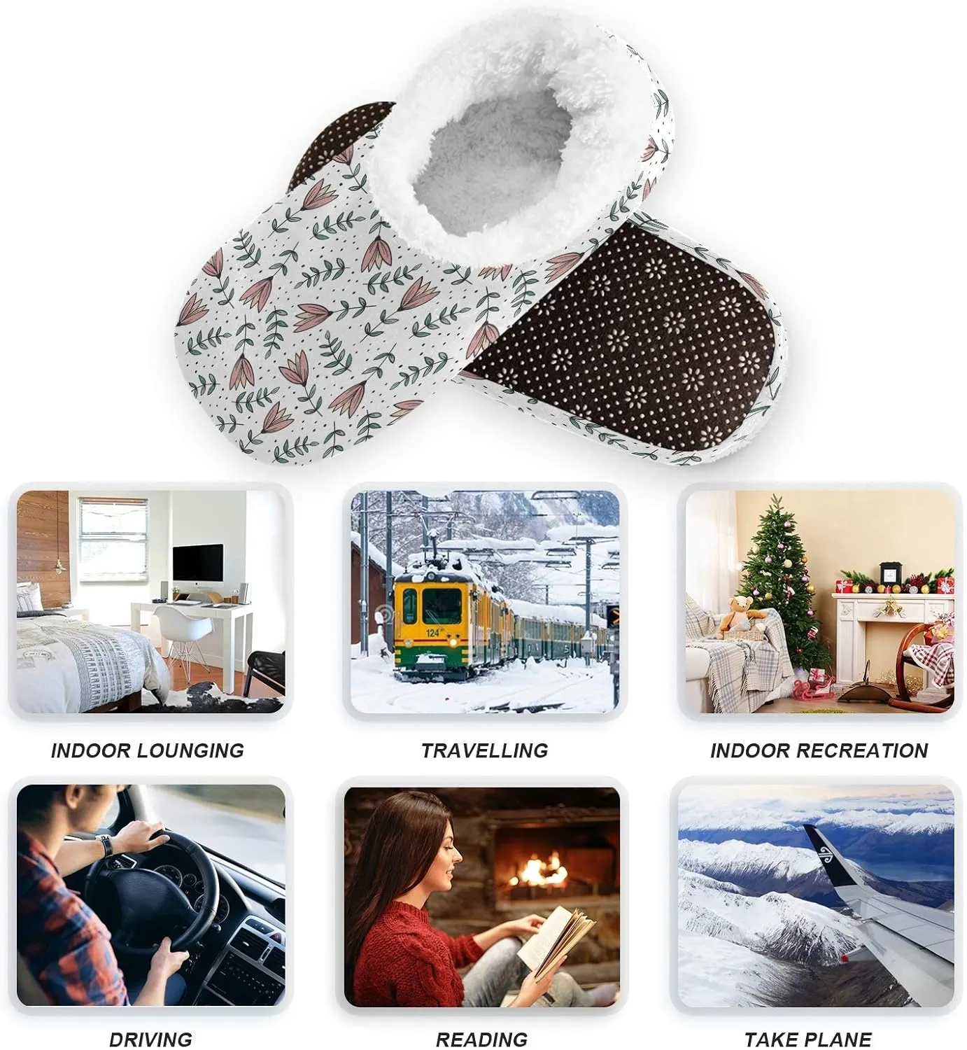 Winter House Slippers for Women/Men with Starry Sky Element Cozy Fleece Slippers