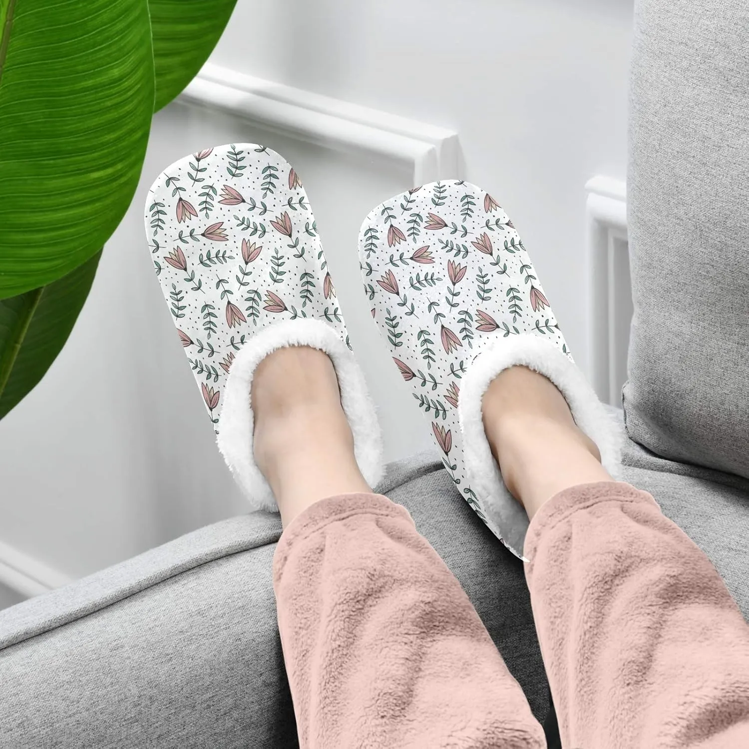 Winter House Slippers for Women/Men with Starry Sky Element Cozy Fleece Slippers
