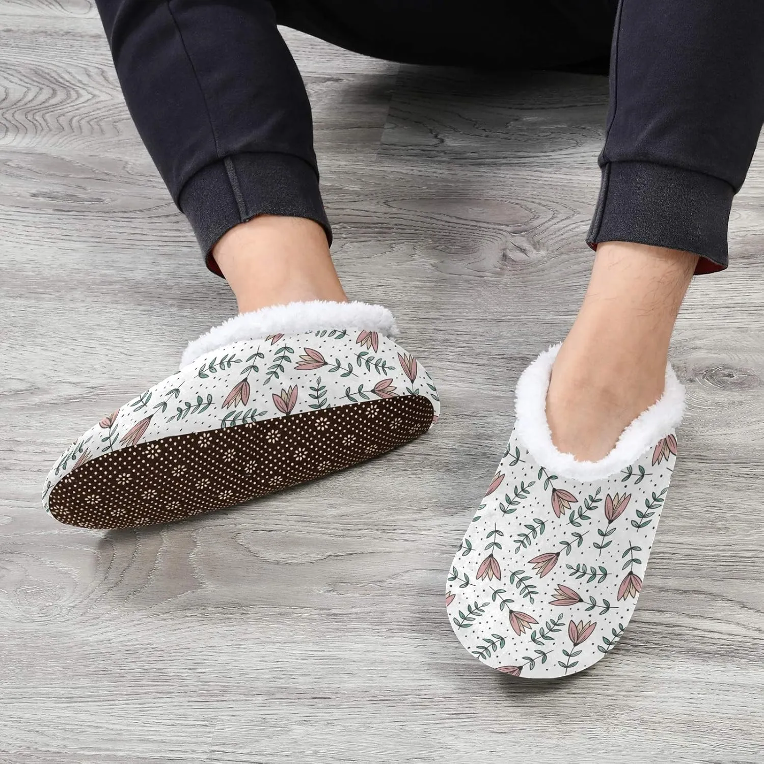 Winter House Slippers for Women/Men with Starry Sky Element Cozy Fleece Slippers