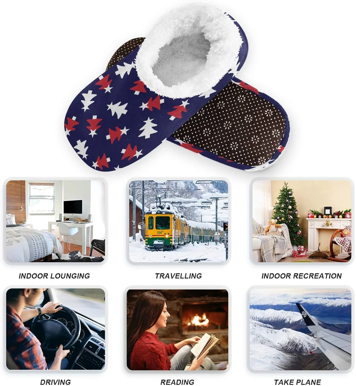 Winter House Slippers for Women/Men with Tropical Jungle Palm Leaves Element Cozy Fleece Slippers