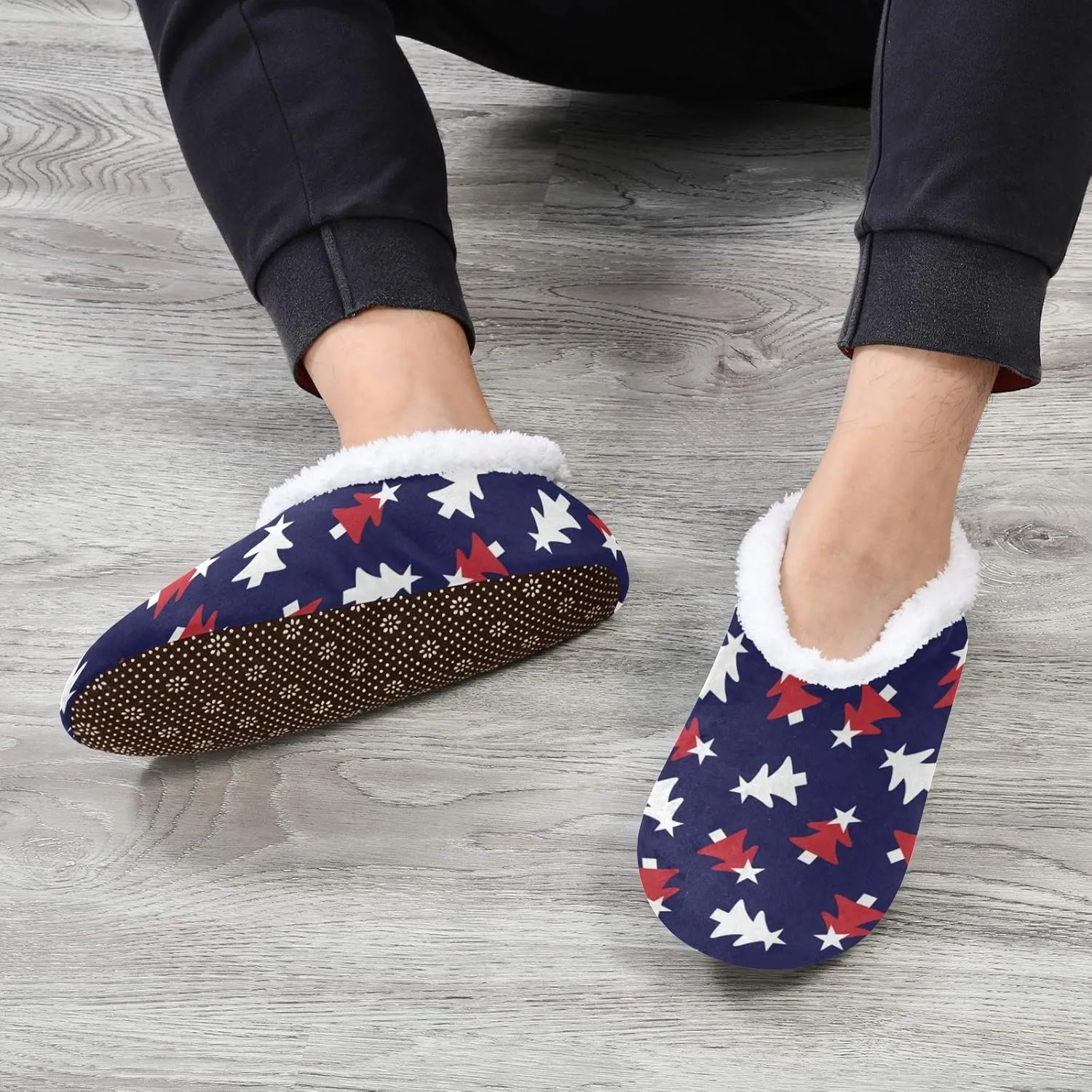 Winter House Slippers for Women/Men with Tropical Jungle Palm Leaves Element Cozy Fleece Slippers