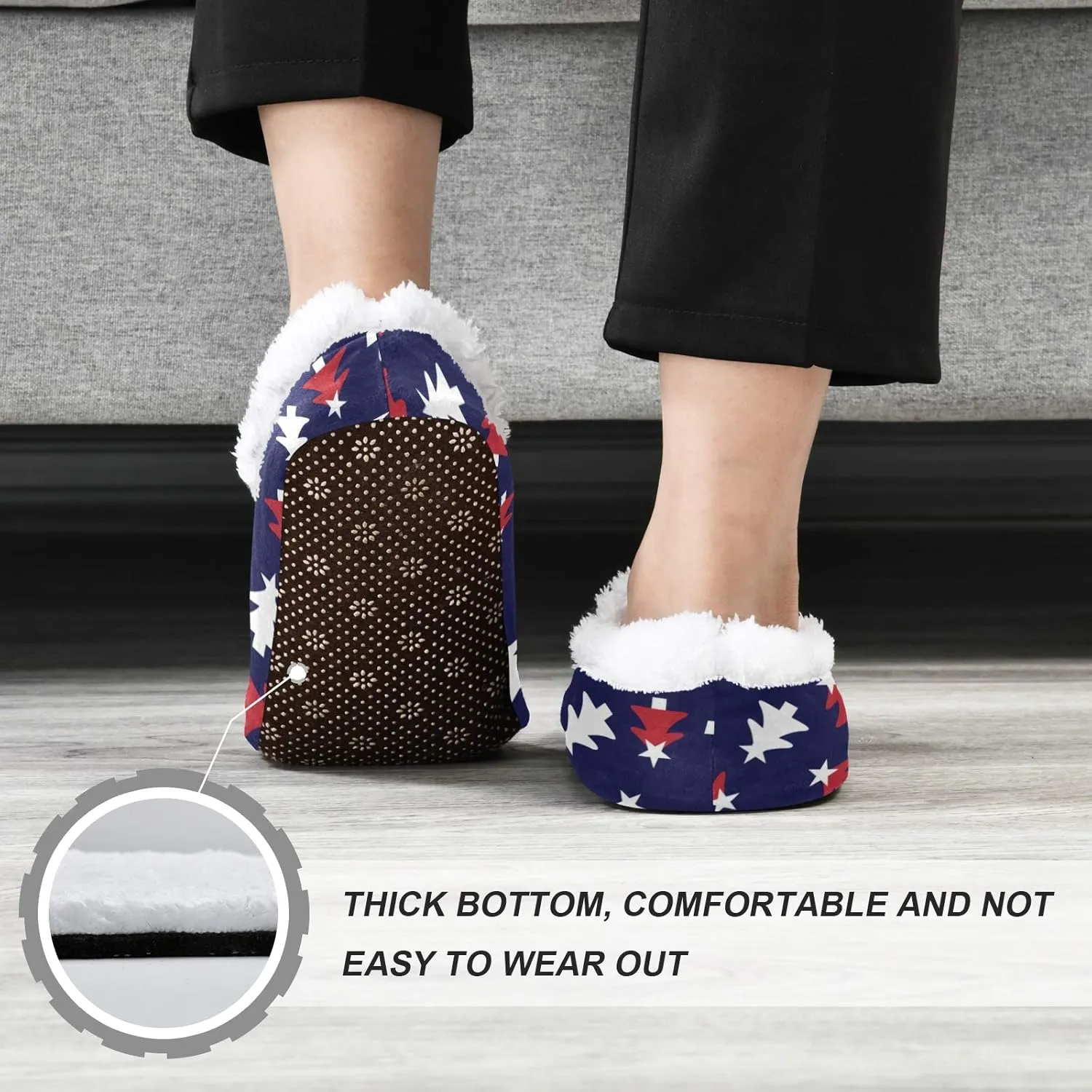 Winter House Slippers for Women/Men with Tropical Jungle Palm Leaves Element Cozy Fleece Slippers