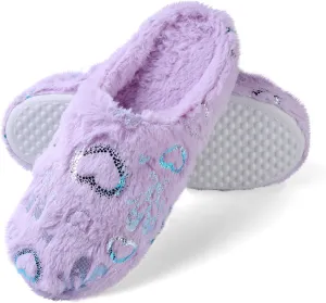 Winter Non-Slip Fur Sequins Home Slippers for Her Ladies Comfy Plush Pillow Non Slipped Slipper Lavender