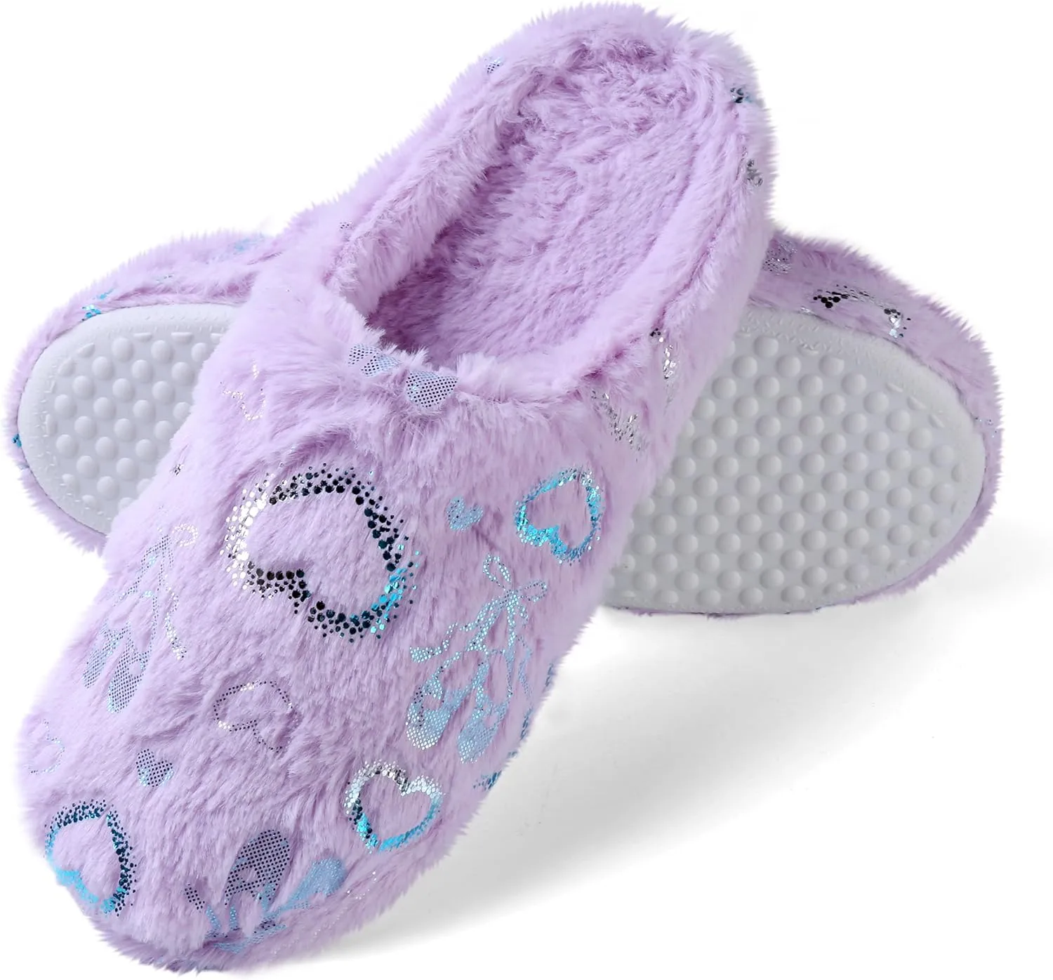 Winter Non-Slip Fur Sequins Home Slippers for Her Ladies Comfy Plush Pillow Non Slipped Slipper Lavender
