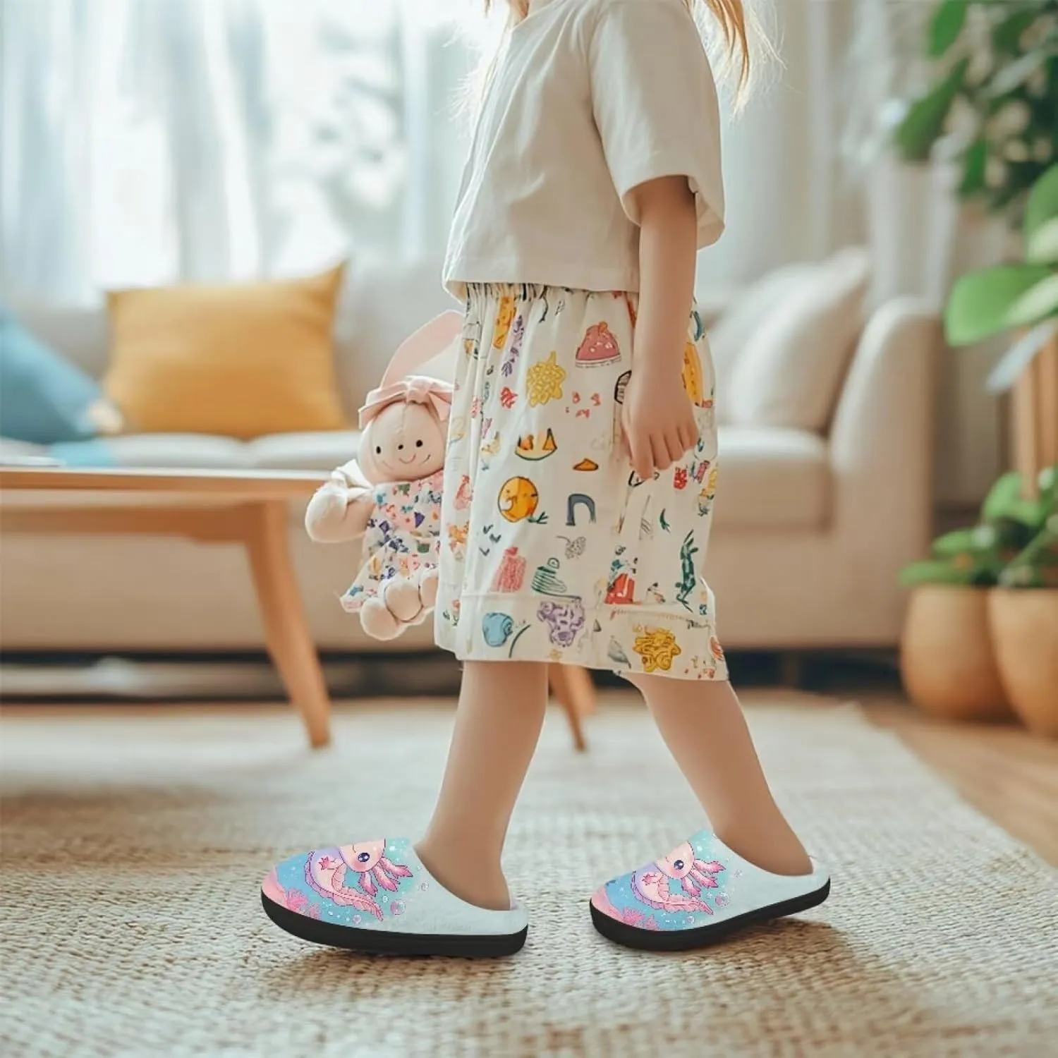 Winter Warm Slippers for Girls Kids Boys Size 9-15 Indoor Outdoor Fuzzy Slippers