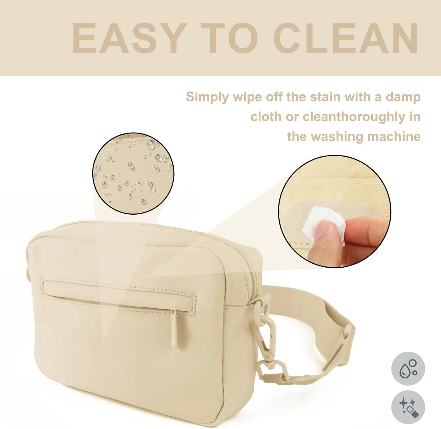 Wisedog Waterproof Dog Treat Pouch: Durable Convenient Dog Training Bag, Used as Fanny Pack & Cross-Body Bag, Built-in Dog Poop Bag Dispenser, Suitable for Small, Medium and Large Dogs (Sand Color)