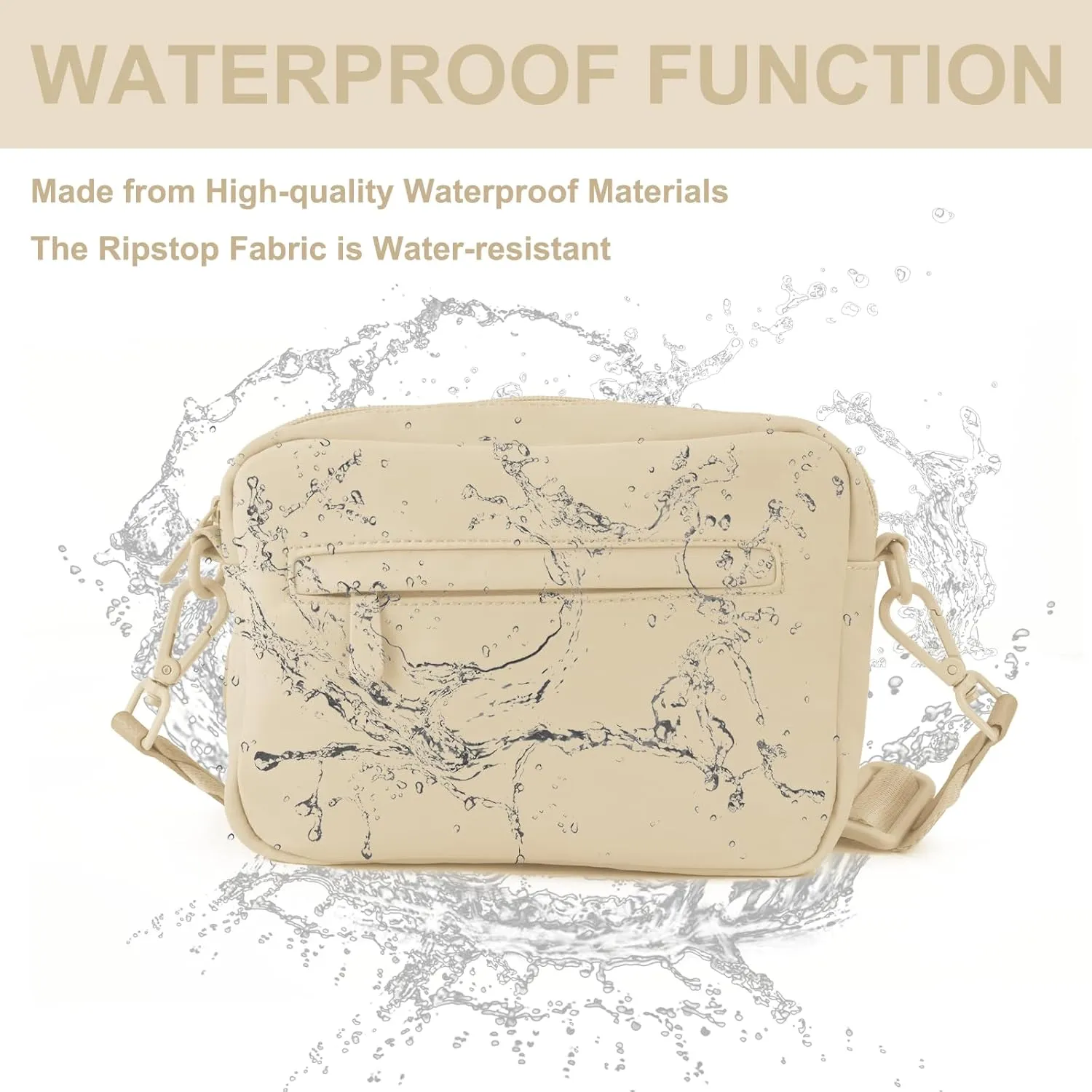 Wisedog Waterproof Dog Treat Pouch: Durable Convenient Dog Training Bag, Used as Fanny Pack & Cross-Body Bag, Built-in Dog Poop Bag Dispenser, Suitable for Small, Medium and Large Dogs (Sand Color)