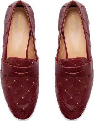 Women Braid Loafer Flats Round Closed Toe Slip On Woven Flat Penny Loafers Studded Matte Leather Flat Heel Oxford Shoes Comfort Vintage Office Work Daily Club Driving Flats Fall 4-11 M US