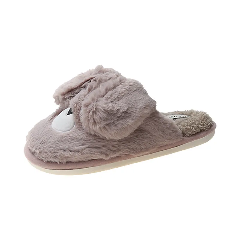 Women Cottom House Slippers Plush Faux Fur Slide Slippers 22S18