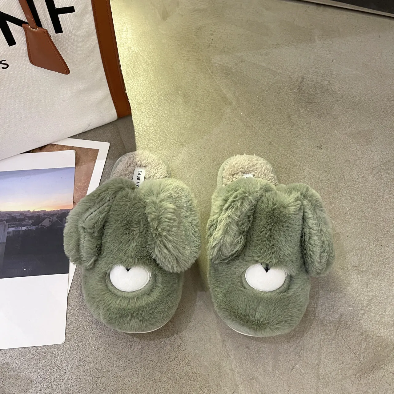 Women Cottom House Slippers Plush Faux Fur Slide Slippers 22S18