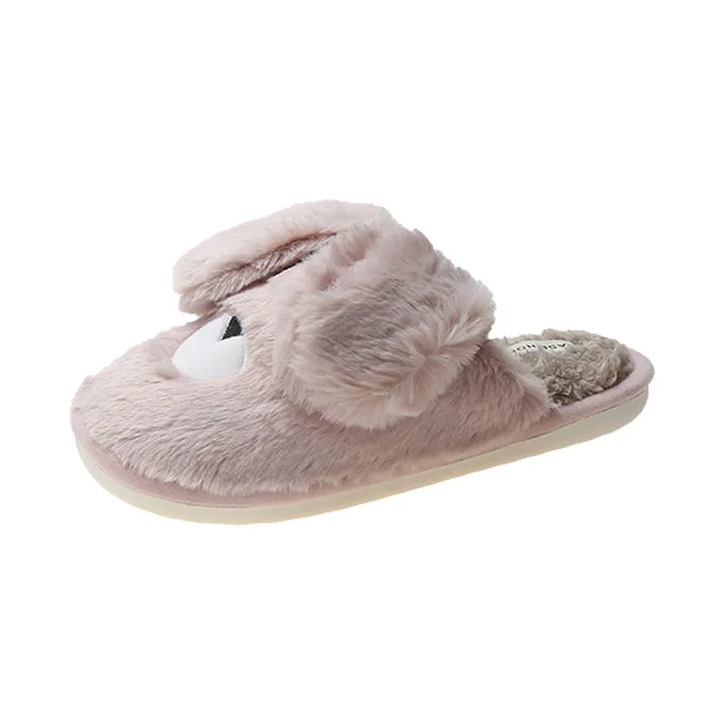 Women Cottom House Slippers Plush Faux Fur Slide Slippers 22S18
