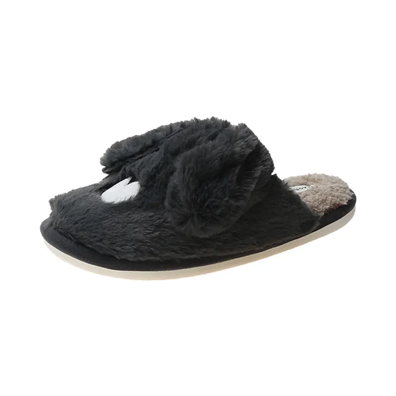 Women Cottom House Slippers Plush Faux Fur Slide Slippers 22S18