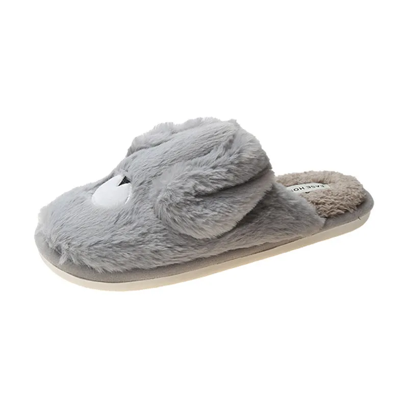 Women Cottom House Slippers Plush Faux Fur Slide Slippers 22S18
