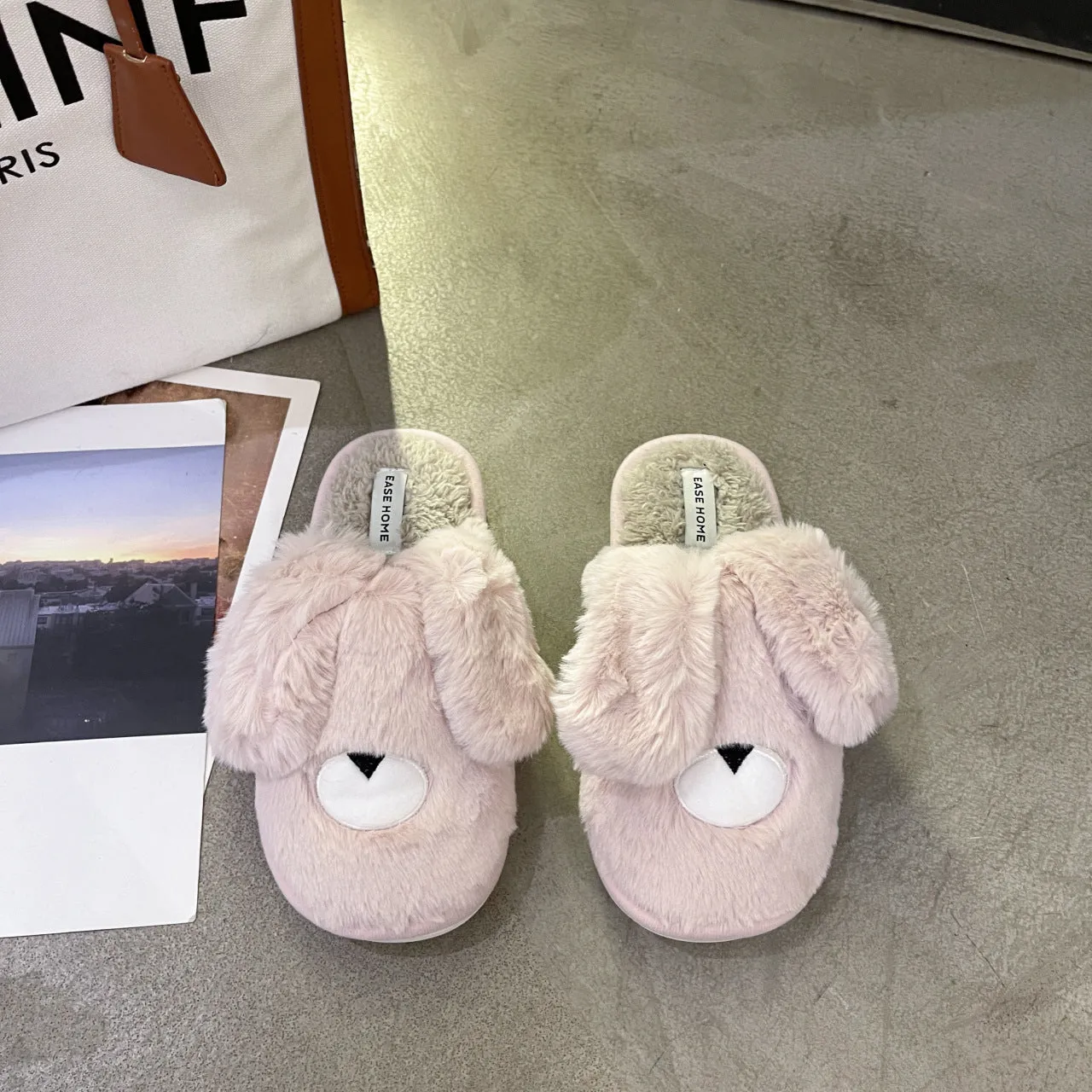Women Cottom House Slippers Plush Faux Fur Slide Slippers 22S18