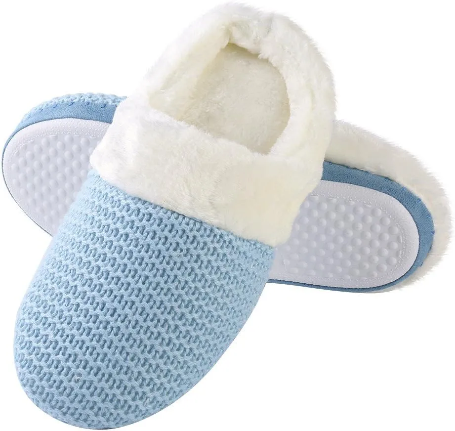 Women Cozy Memory Foam Knit Bedroom Indoor Comfy House Home Slip On Slippers Footwear