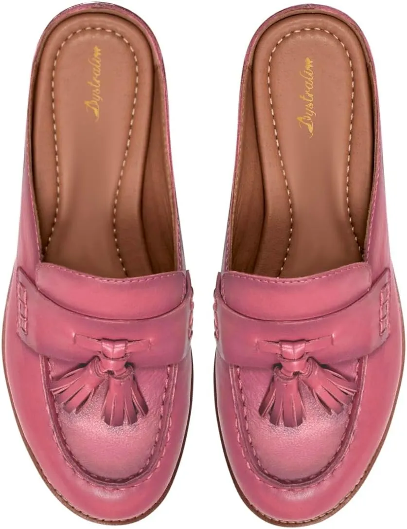 Women Flat Tassel Mules Closed Round Toe Slip On Fringe Loafers Backless 1 Inch Low Chunky Stacked Heeled Sandals Suede Metallic Slip-Ons Clogs Comfy Slide Slippers Daily Casual 4-11 M US