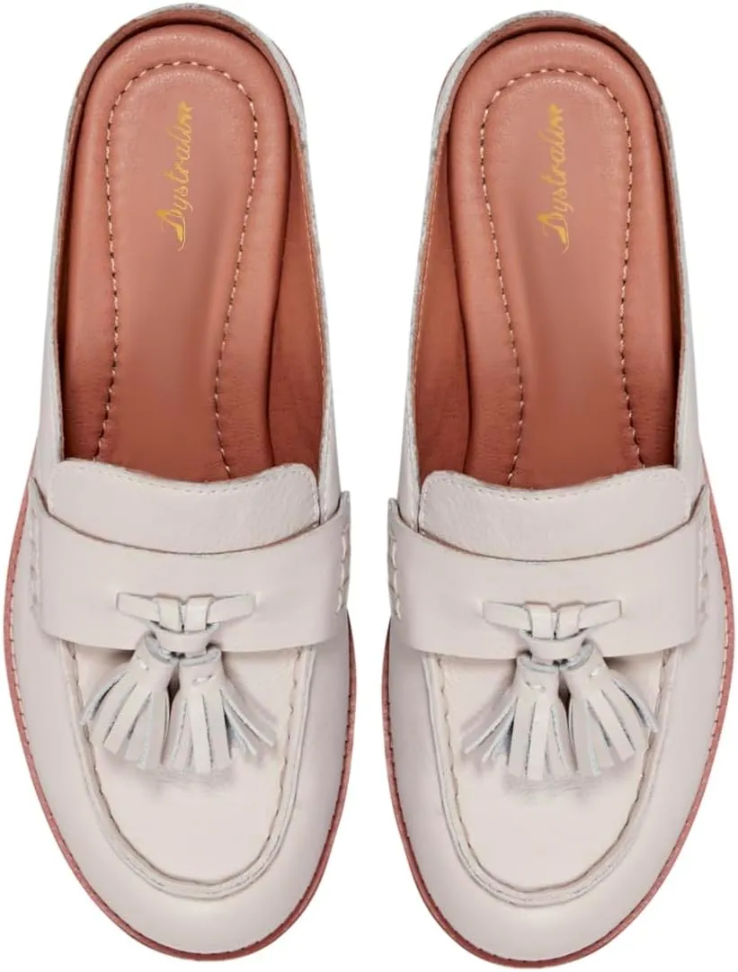 Women Flat Tassel Mules Closed Round Toe Slip On Fringe Loafers Backless 1 Inch Low Chunky Stacked Heeled Sandals Suede Metallic Slip-Ons Clogs Comfy Slide Slippers Daily Casual 4-11 M US