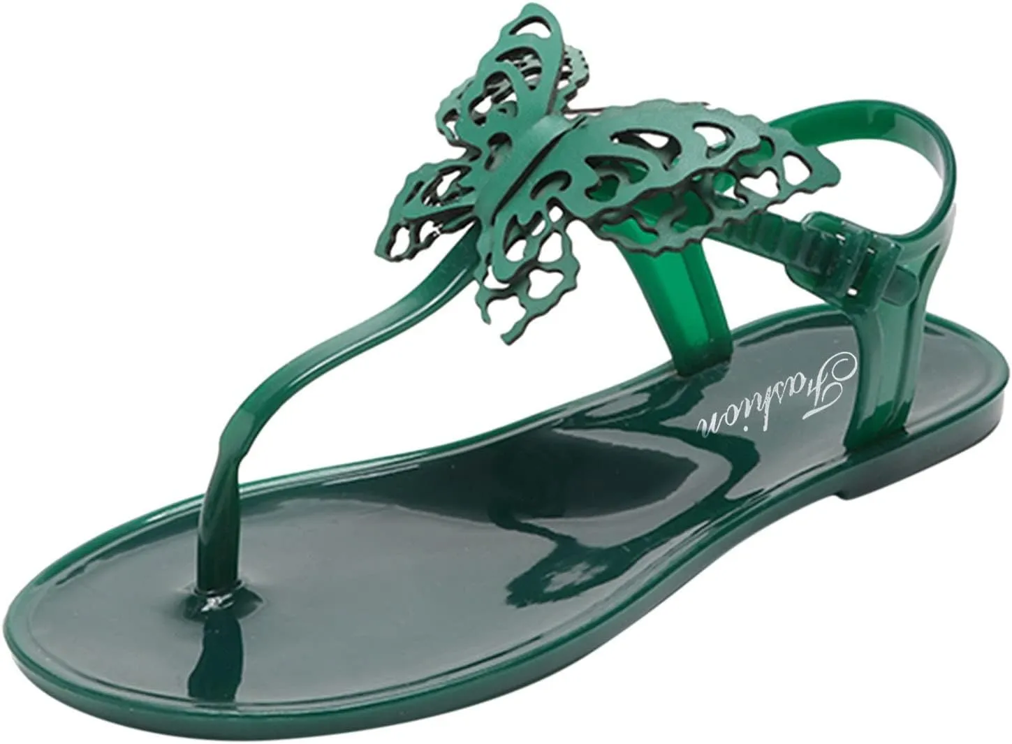 Women Flip Flops Summer Butterfly Flats Beach Buckle Adjustable Ankle Strap Sandal Slip On Clip Toe Casual Shoes