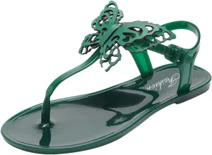 Women Flip Flops Summer Butterfly Flats Beach Buckle Adjustable Ankle Strap Sandal Slip On Clip Toe Casual Shoes