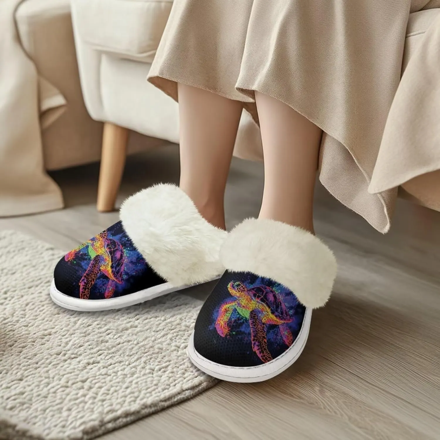 Women Men Slipper Fuzzy Slippers Lightweight House Slipper Non-slip Casual Slippers Indoor Shoes