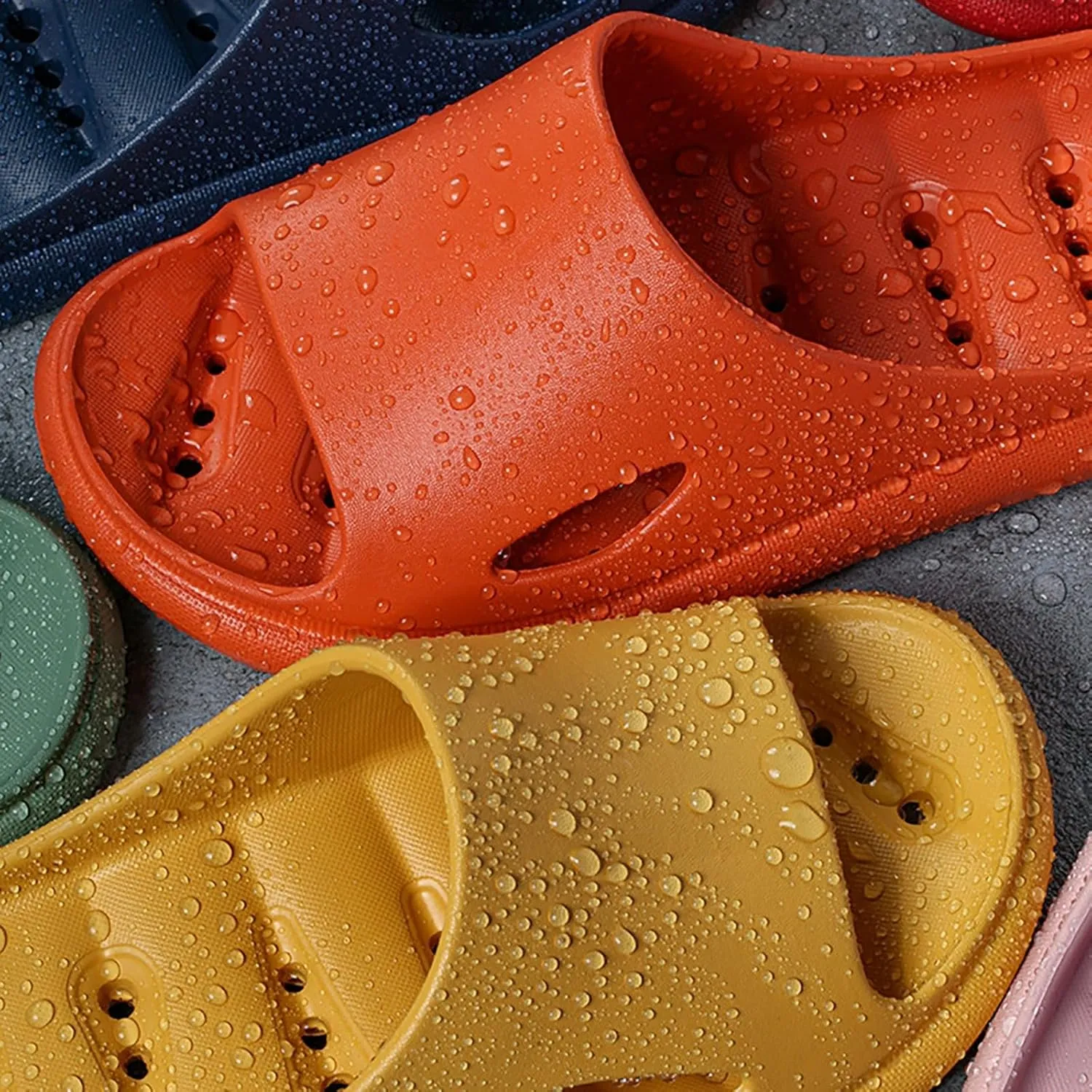 Women Shower Slippers, Men Bathroom Sandals House Non Slip Shoes Beach Pool Bathroom Flat Slides Shoes