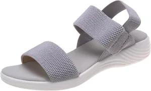 Women's Backstrap Sandal Casual Platform Open Toe Wedge Sandals Stroll Flat Walking Air Cushion Comfort Summer Shoes Knit Elastic Ankle Strap Platfor Slippers