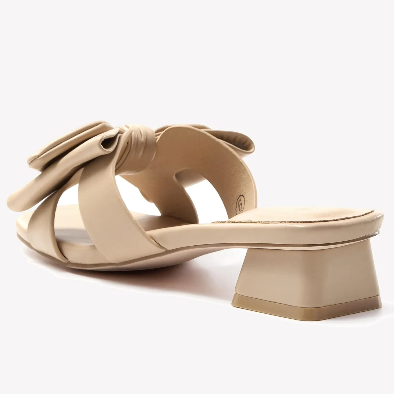 Womens Bow Dressy Low Heel Sandals Slides Summer Chunky Block Heeled Open Toe Mules Slip on Slippers Shoes