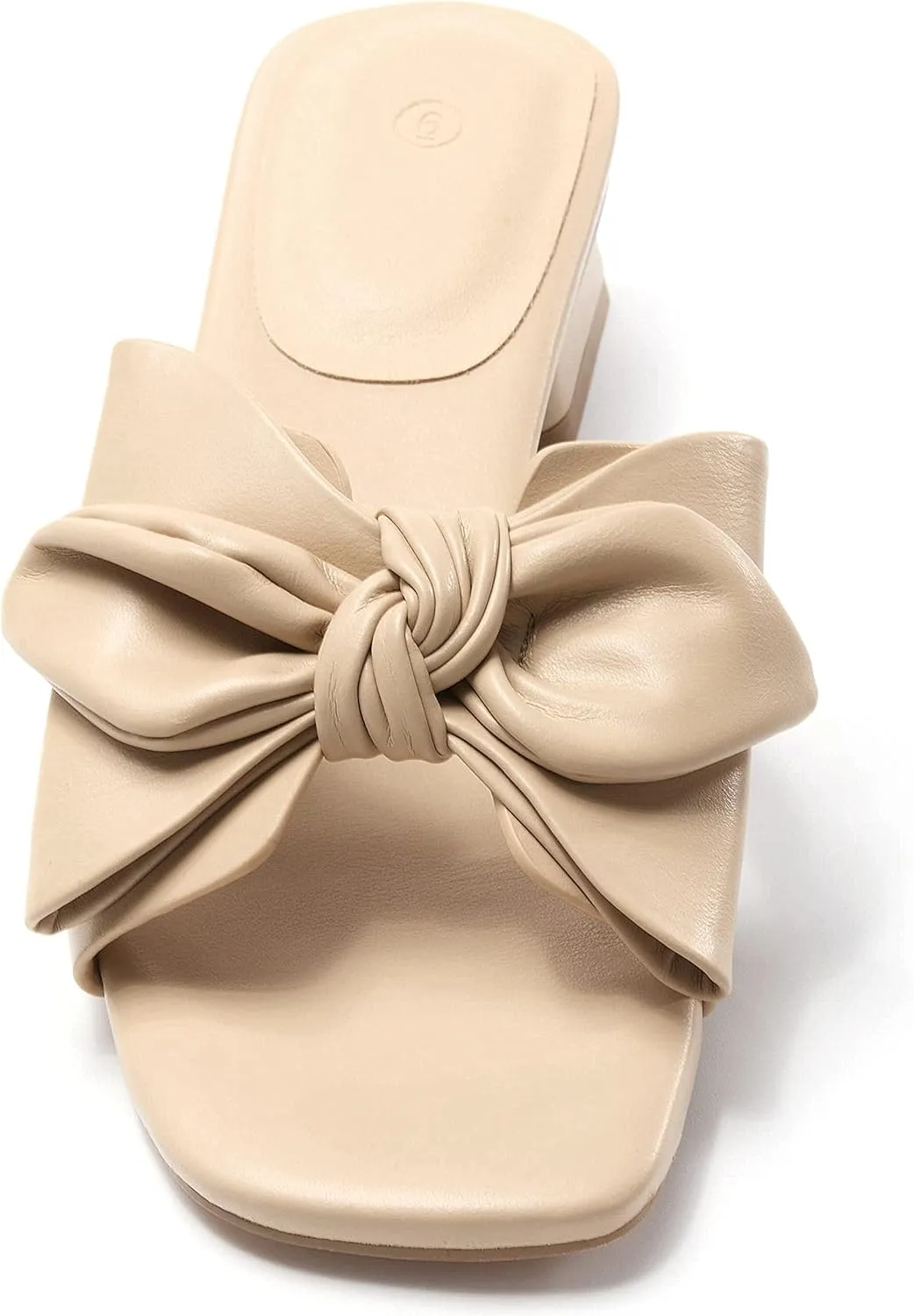 Womens Bow Dressy Low Heel Sandals Slides Summer Chunky Block Heeled Open Toe Mules Slip on Slippers Shoes