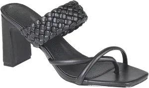 Women's Braided Heeled Sandals Square Toe Block Heel Sandals