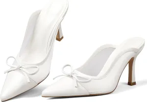 Women’s Breathable Mesh Heels Mules - Pointed Toe Kitten Heel Club Shoes Low Heels Slingback Slip-On Sandals Comfort Pumps Shoes